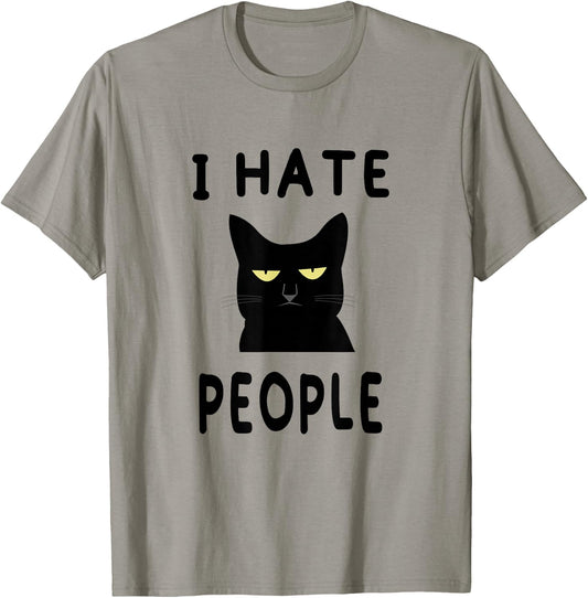 I Hate People Ew People Funny Kitten Cat Lover Gift T-Shirt - T-Shirt | Sand
