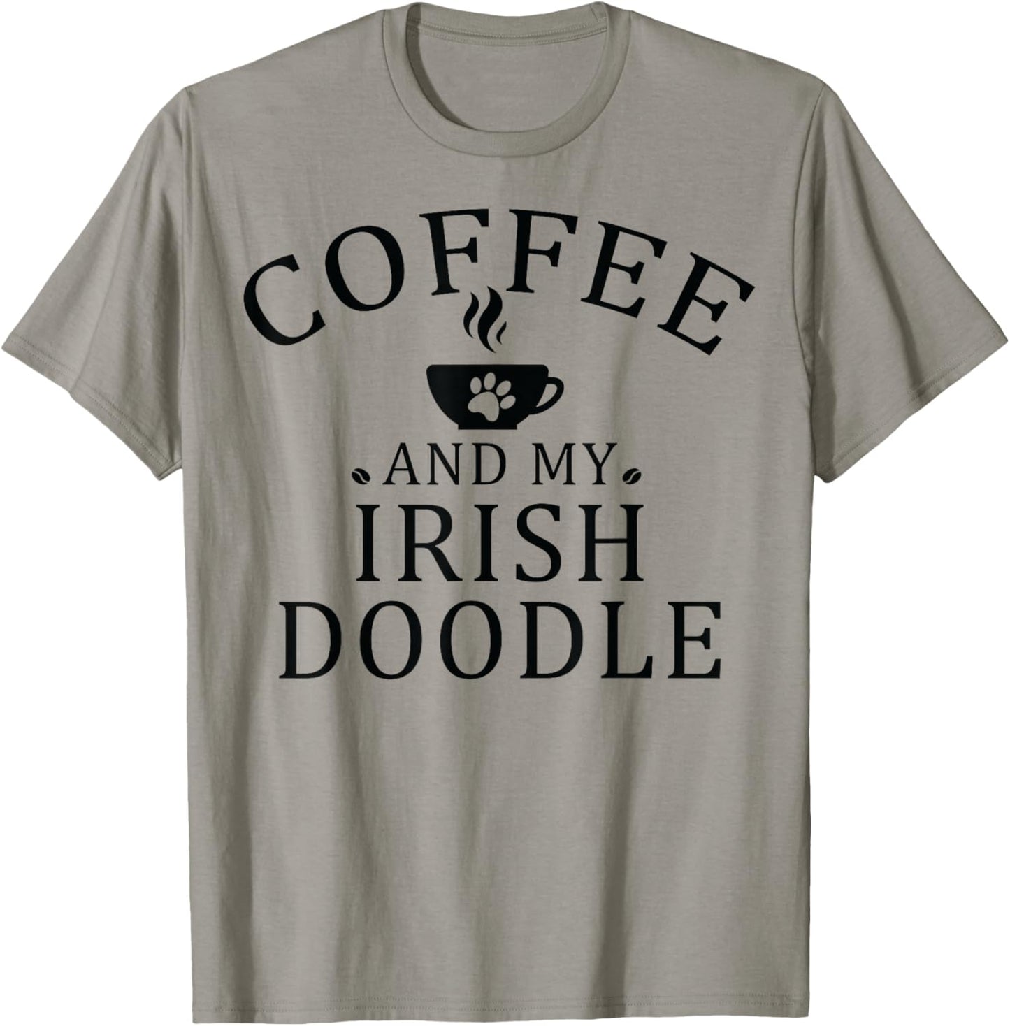 Irish Doodle Dog And Coffee T-Shirt - T-Shirt | Sand