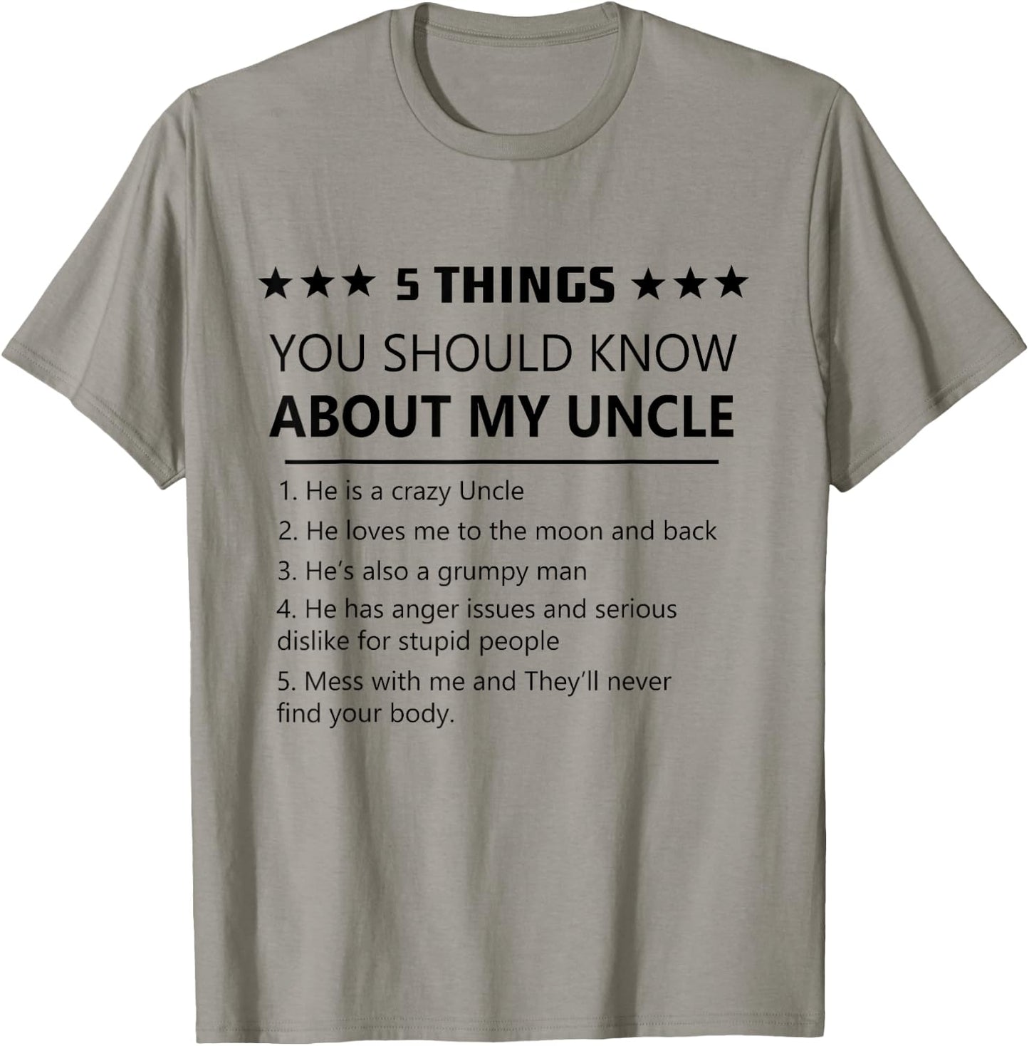 5 Things You Should Know About My Uncle-Funny Family Uncle T-Shirt - T-Shirt | Sand