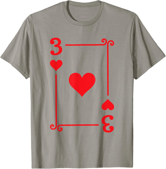 Playing Cards Costume - 3 Hearts T-Shirt - T-Shirt | Sand