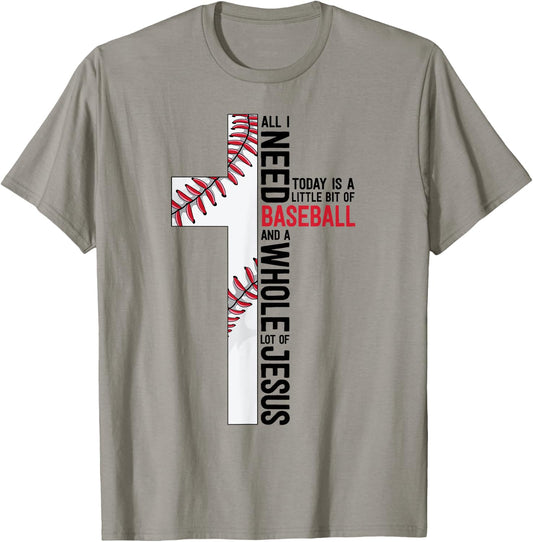 I Need Baseball And Jesus Sports Mom Gift Christian Cross T-Shirt - T-Shirt | Sand