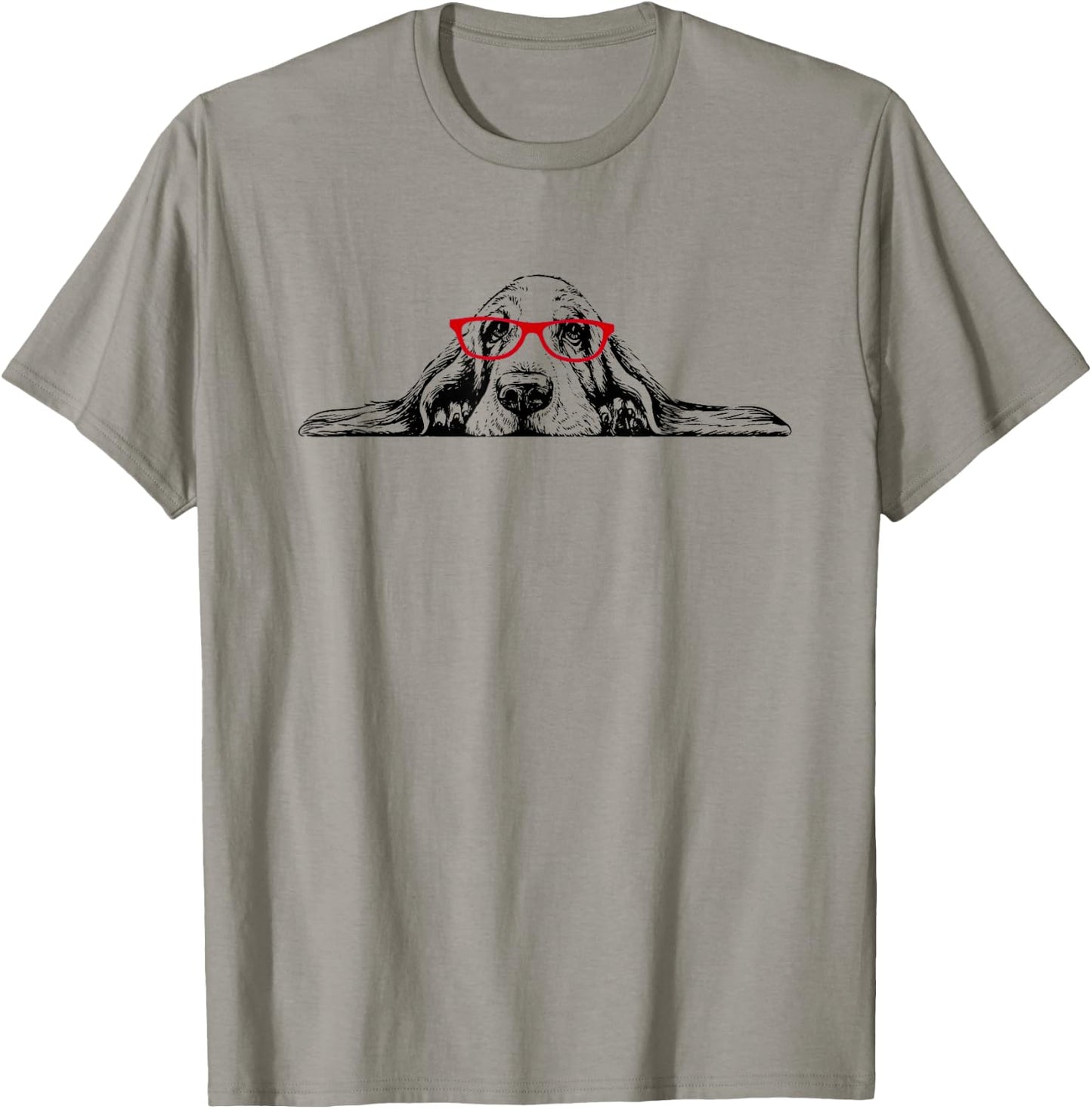 Red Glasses Basset Hound Lover T-Shirt - T-Shirt | Sand
