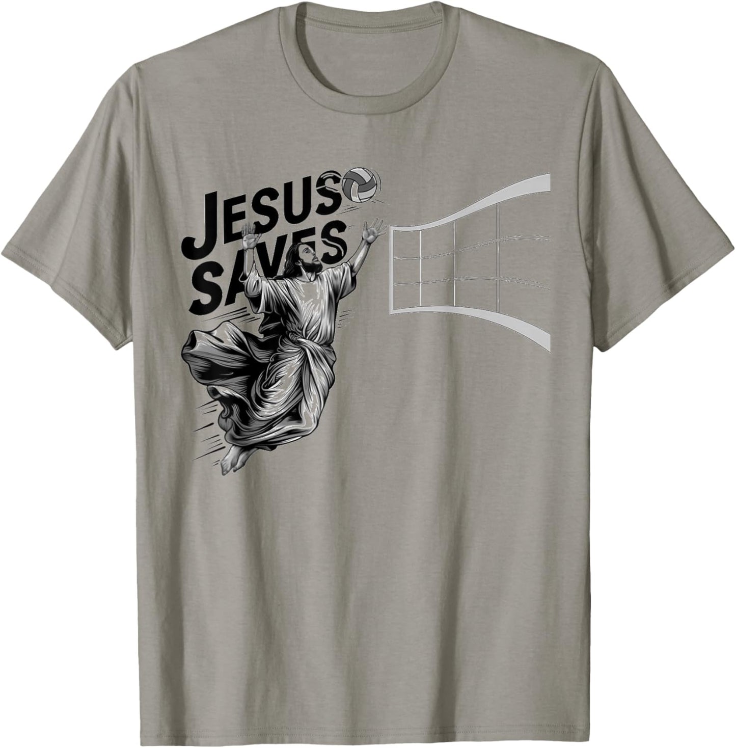 Jesus Volleyball Saves Funny Christian Faith Believer T-Shirt - T-Shirt | Sand