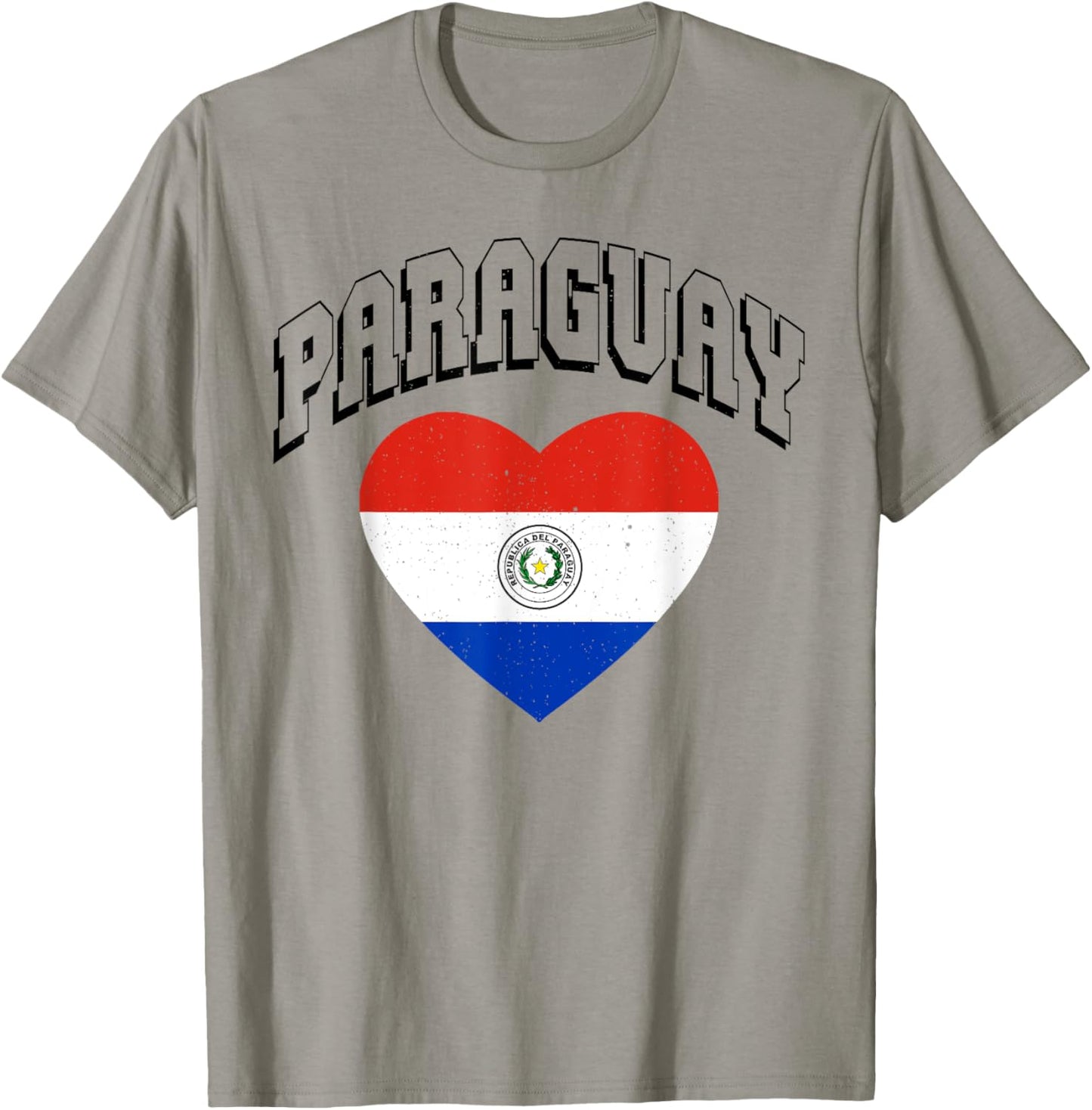 Paraguay Flag Vintage Throwback Athletic Heart T-Shirt - T-Shirt | Sand
