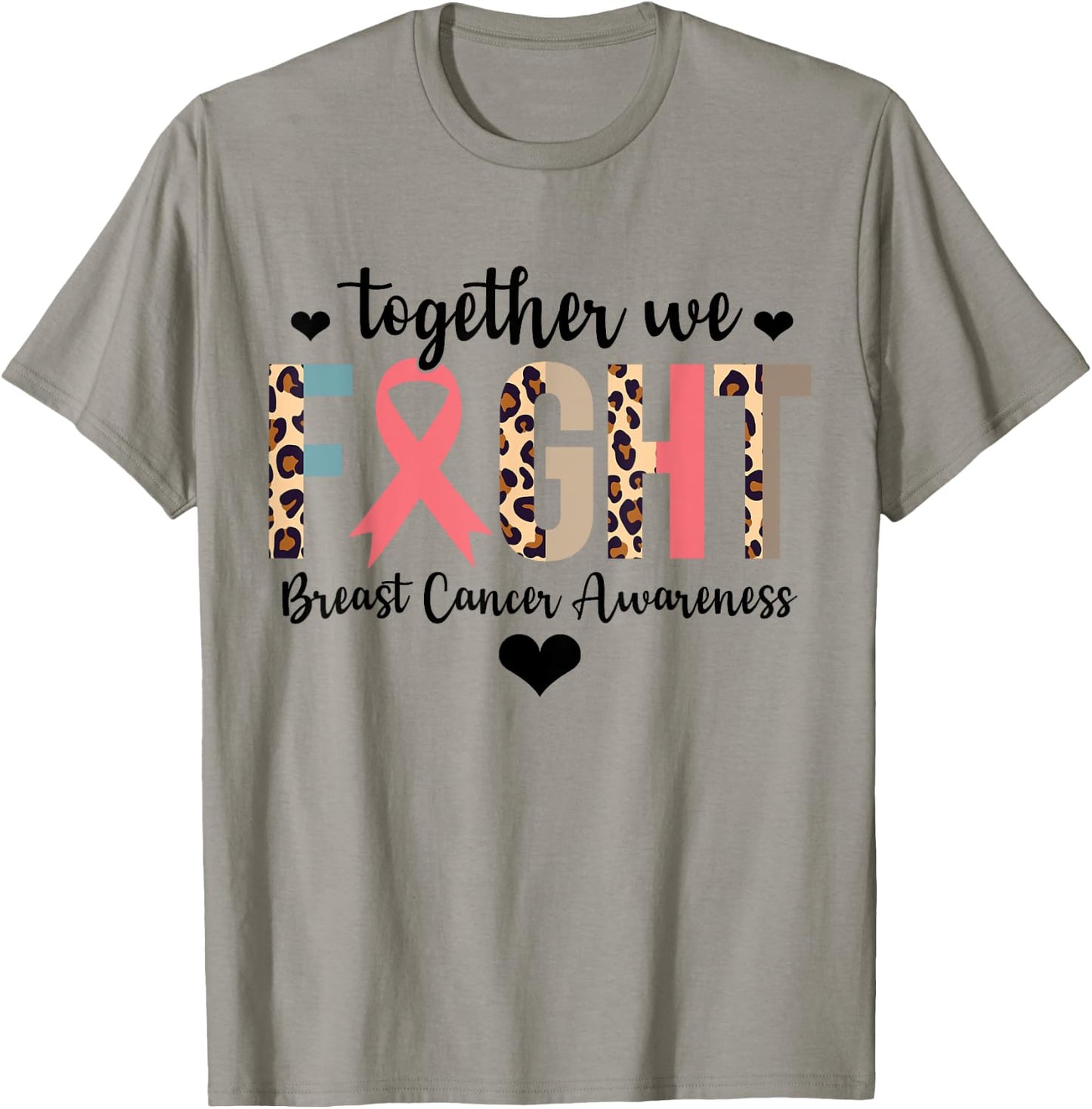 Together We Fight Breast Cancer Awareness Leopard Warrior T-Shirt - T-Shirt | Sand