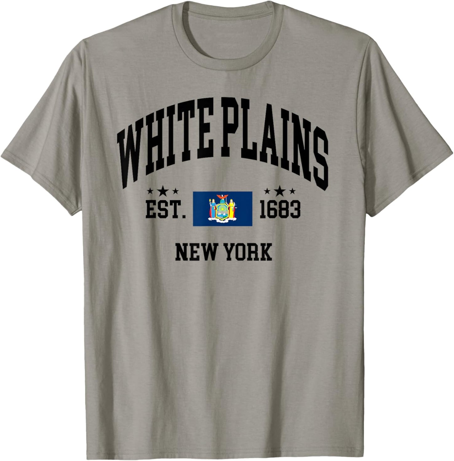 Retro White Plains New York NY Vintage State Patriotic Flag T-Shirt - T-Shirt | Sand