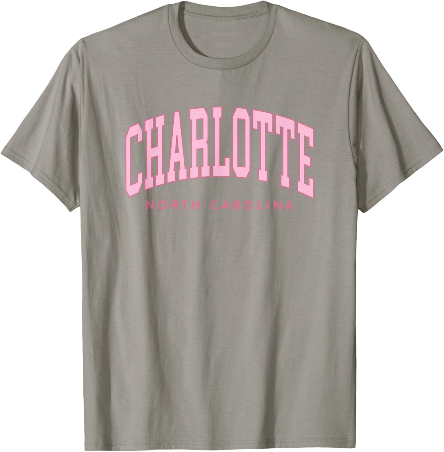 Vintage Charlotte NC Pink Text Retro Preppy Throwback Women T-Shirt - T-Shirt | Sand
