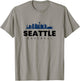 Seattle Baseball Vintage City Skyline Minimal Baseball Lover T-Shirt - T-Shirt | Sand