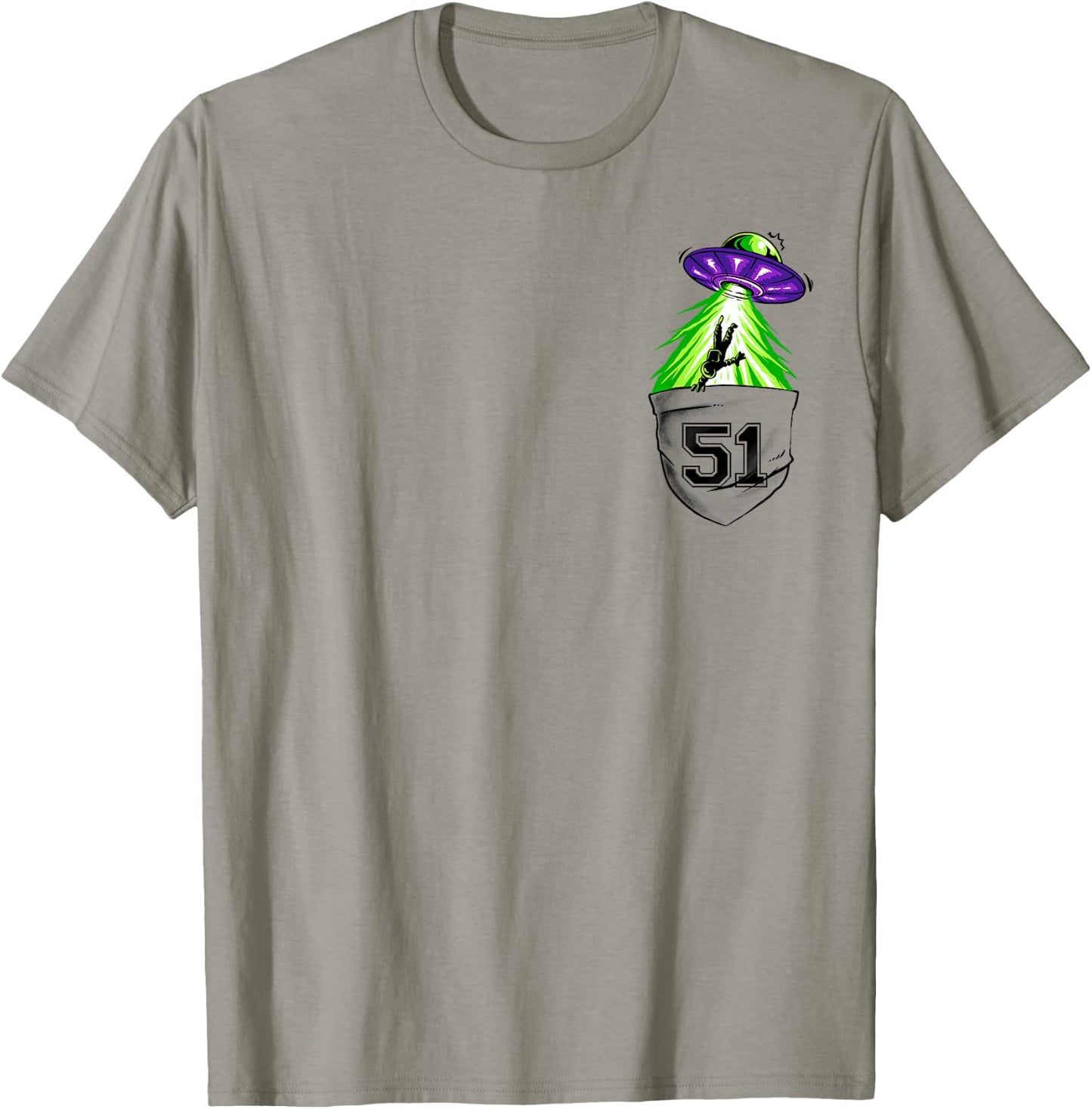 Alien Ship In Pocket Funny UFO Abduction T-Shirt - T-Shirt | Sand