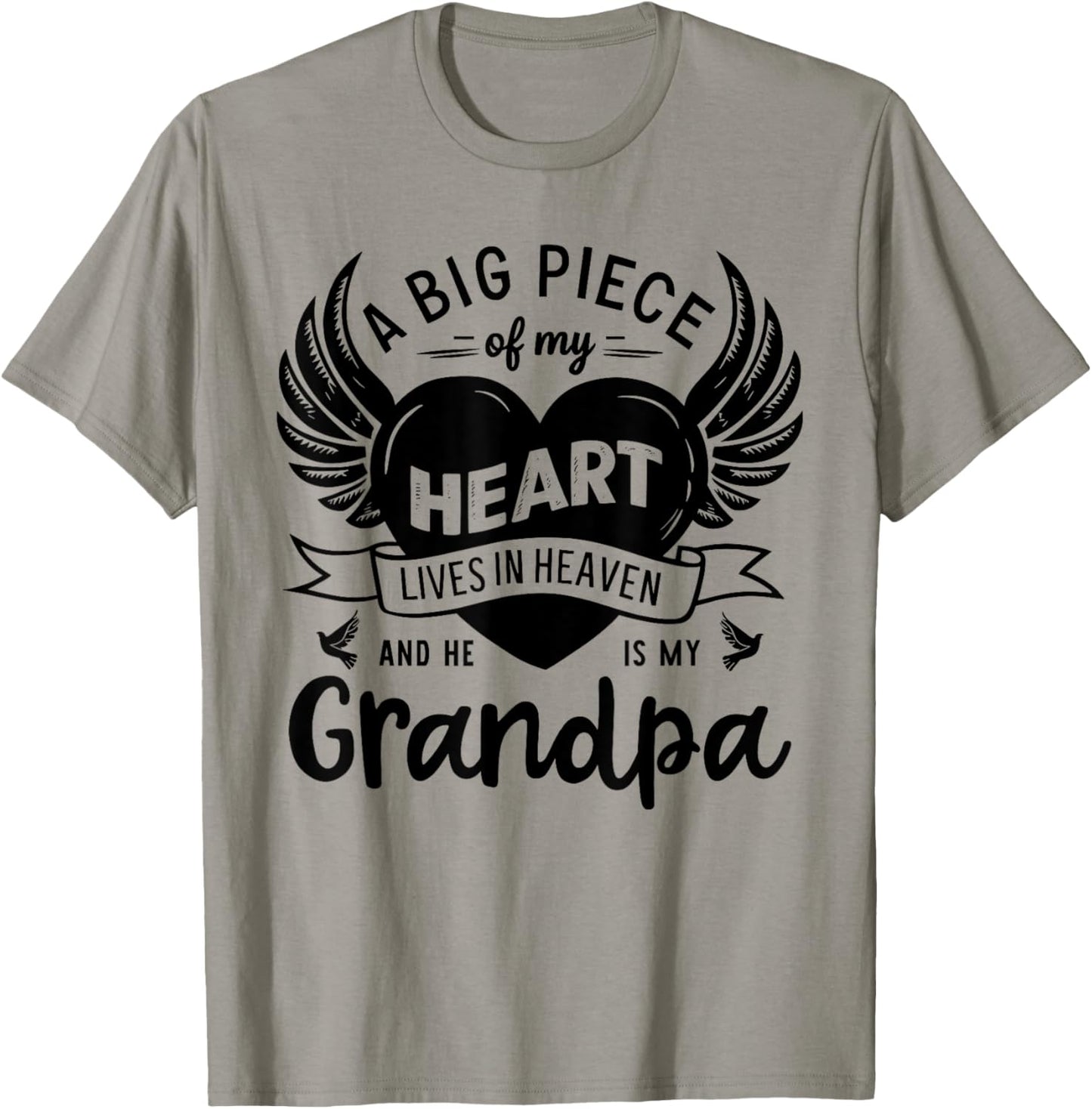 My Heart Lives In Heaven He Is My Grandpa Guardian Angel T-Shirt - T-Shirt | Sand