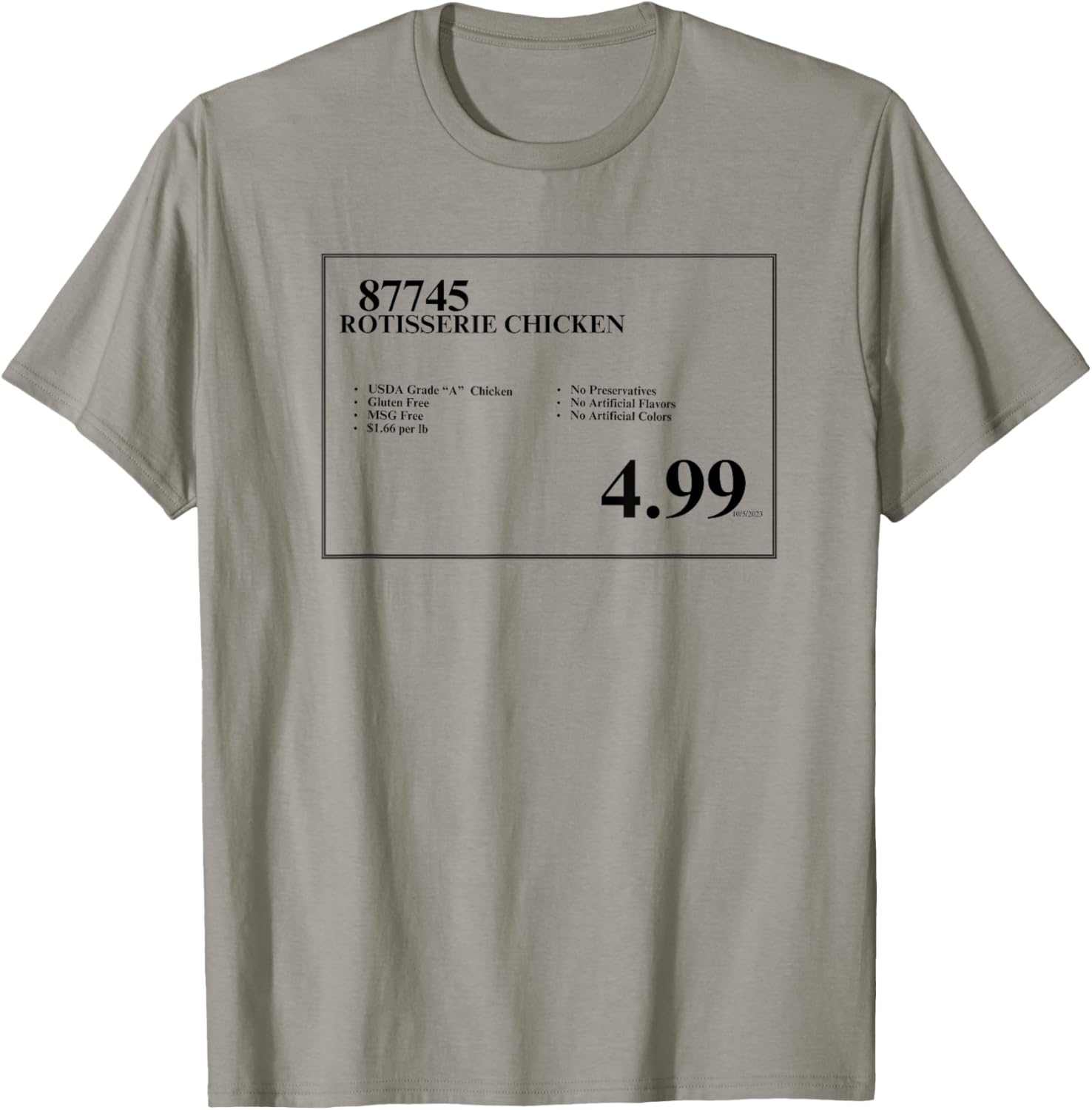 Max Rager 4.99 Rotisserie Chicken Sign T-Shirt - T-Shirt | Sand