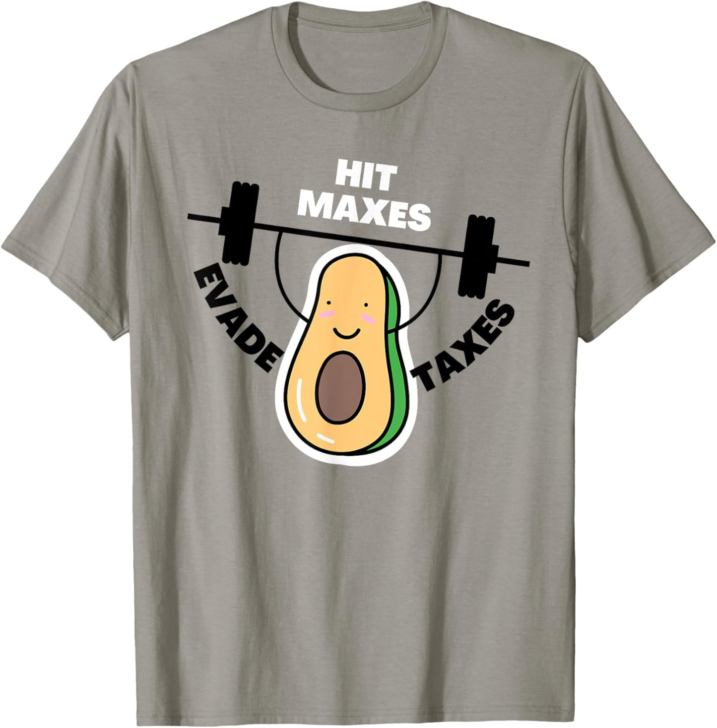 Funny Gym Weightlifting Hit Maxes Evade Taxes Workout T-Shirt - T-Shirt | Sand