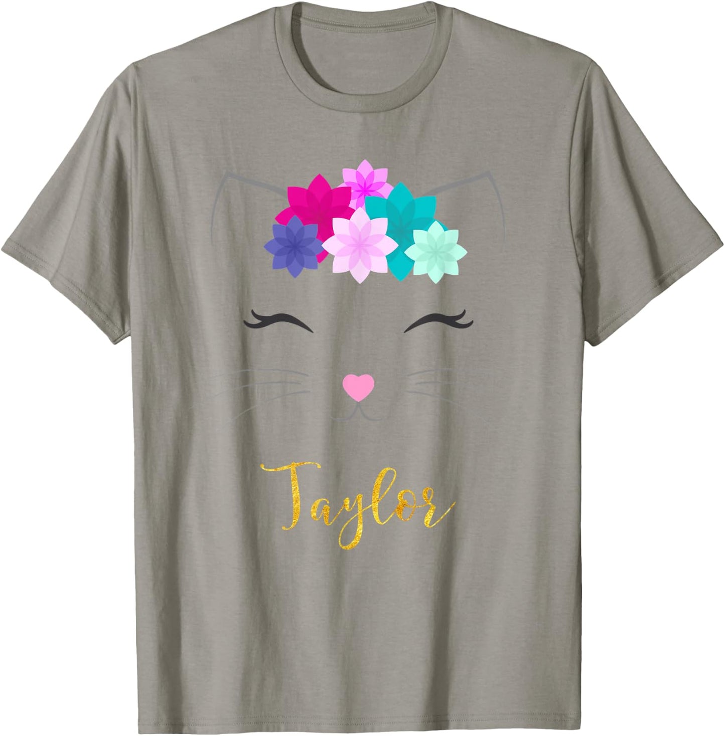 Taylor Name Gift Personalized Kitty Cat T-Shirt - T-Shirt | Sand