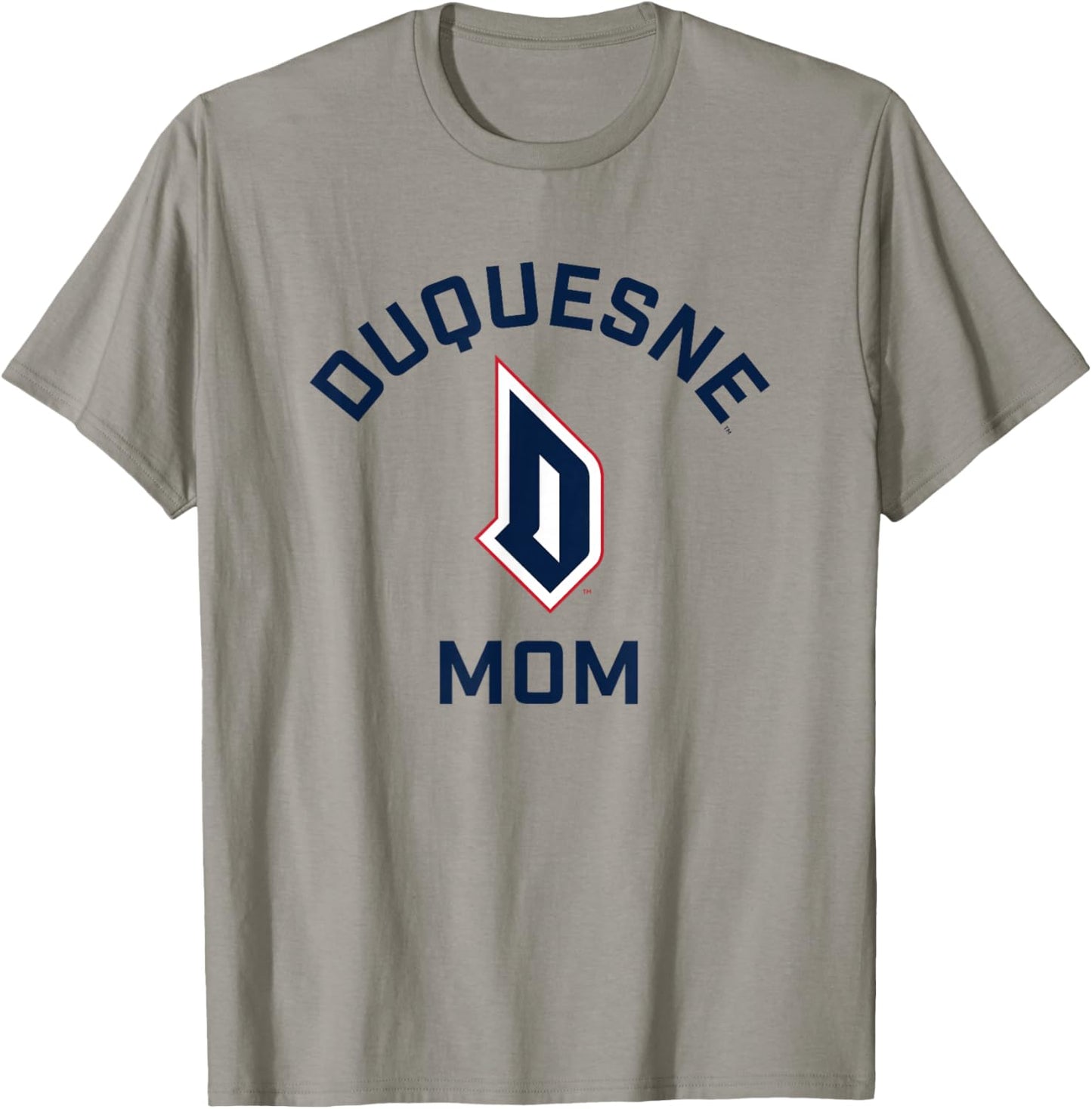Campus Lab Duquesne University Dukes Arched Mom - Grey, -Adults, Short Sleeve, College Team Logo T-Shirt - T-Shirt | Sand