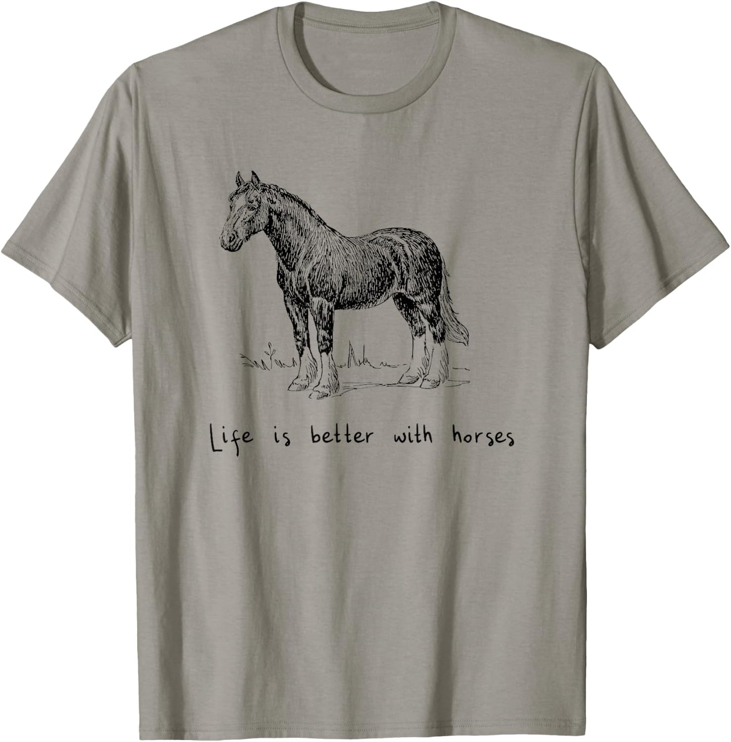 Cute Life Is Better With Horses Horseback Riding T-Shirt - T-Shirt | Sand
