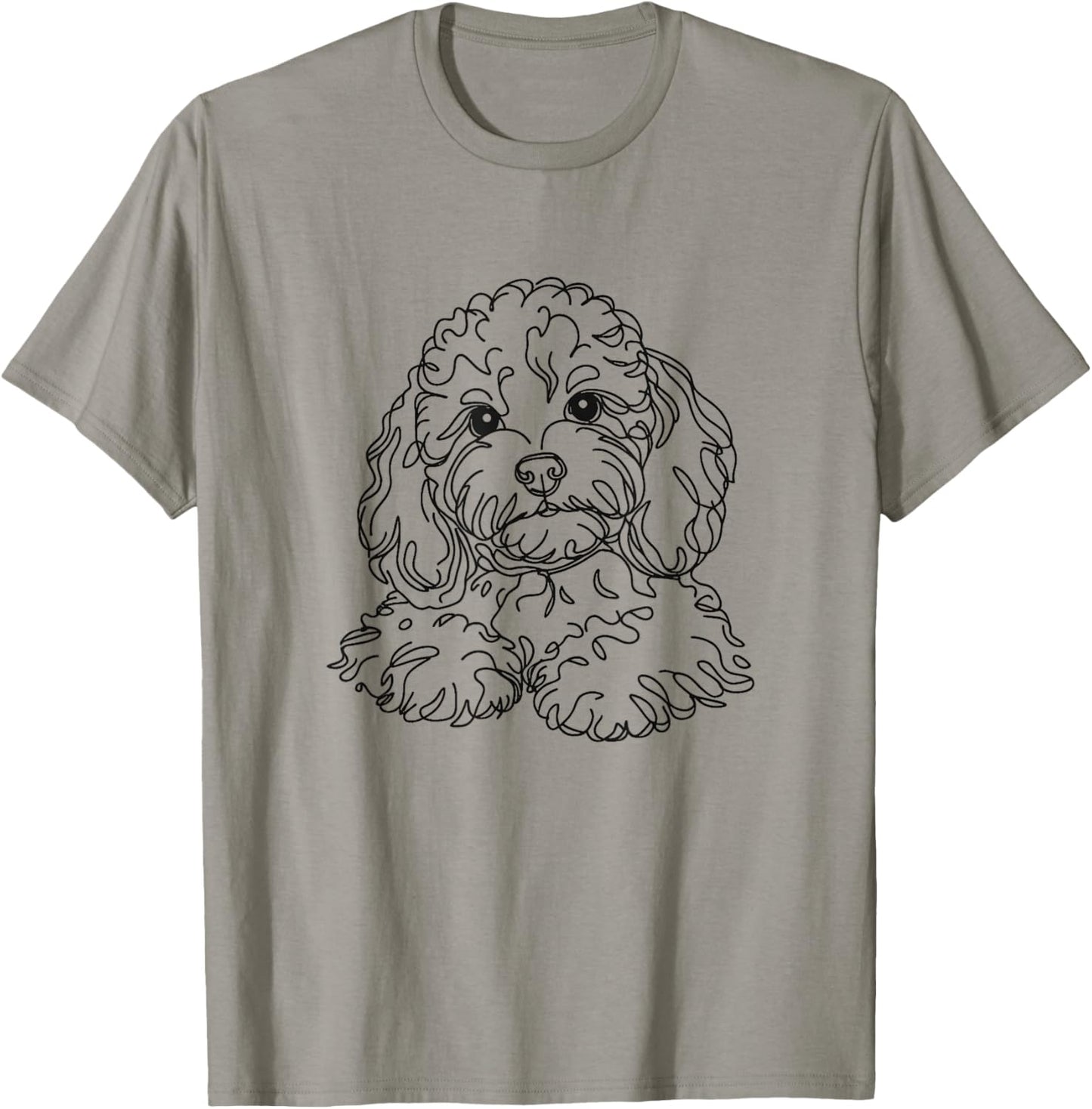 Cavapoo Dog Line Art Design Men Women Girls Kids T-Shirt - T-Shirt | Sand