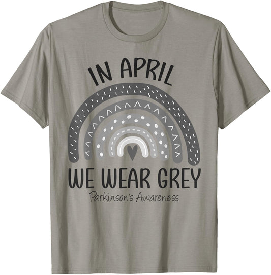 Rainbow In April We Wear Grey Parkinson's Awareness Month T-Shirt - T-Shirt | Sand