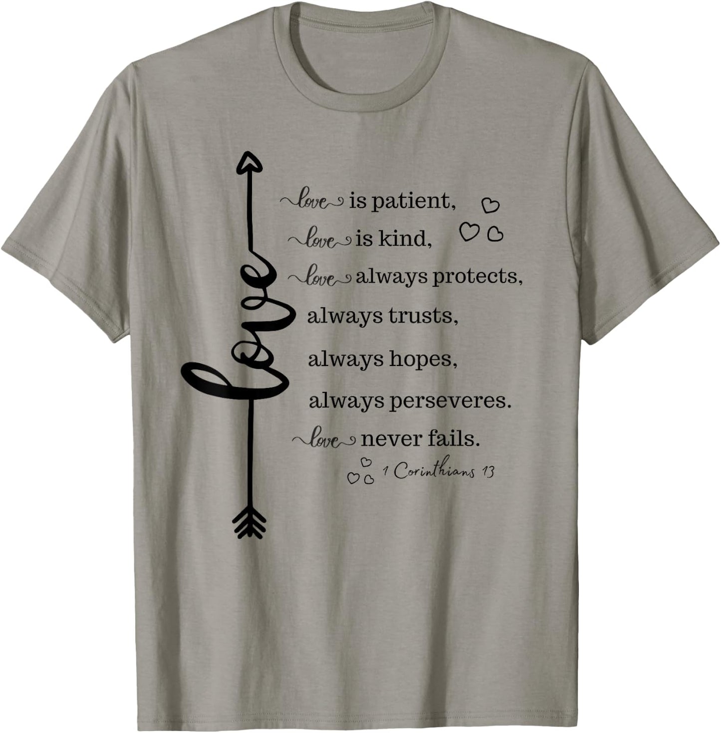 Love Is Patient Love Is Kind Inspirational Christian Gift T-Shirt - T-Shirt | Sand