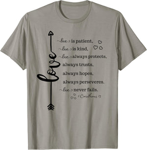 Love Is Patient Love Is Kind Inspirational Christian Gift T-Shirt - T-Shirt | Sand