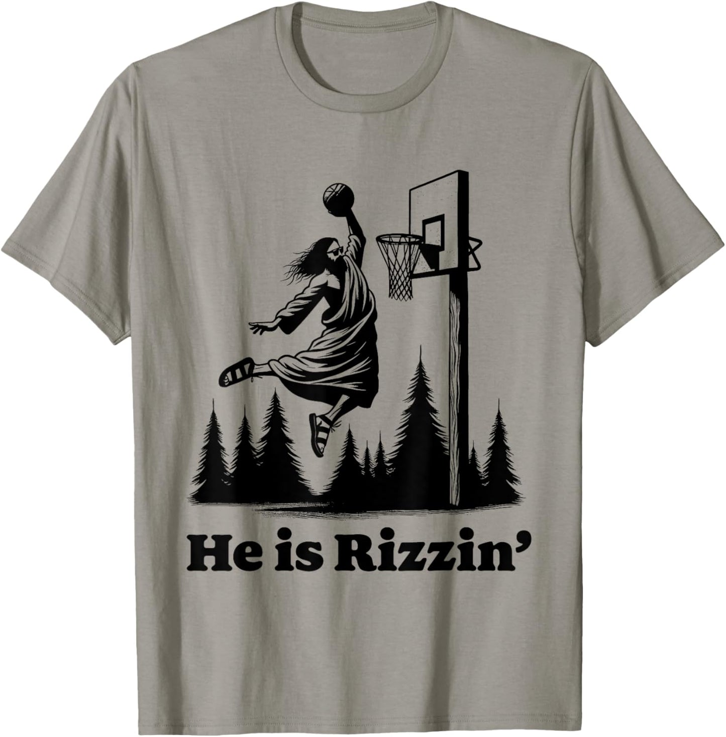 He Is Risen Meme Jesus Playing Basketball Funny Easter T-Shirt - T-Shirt | Sand