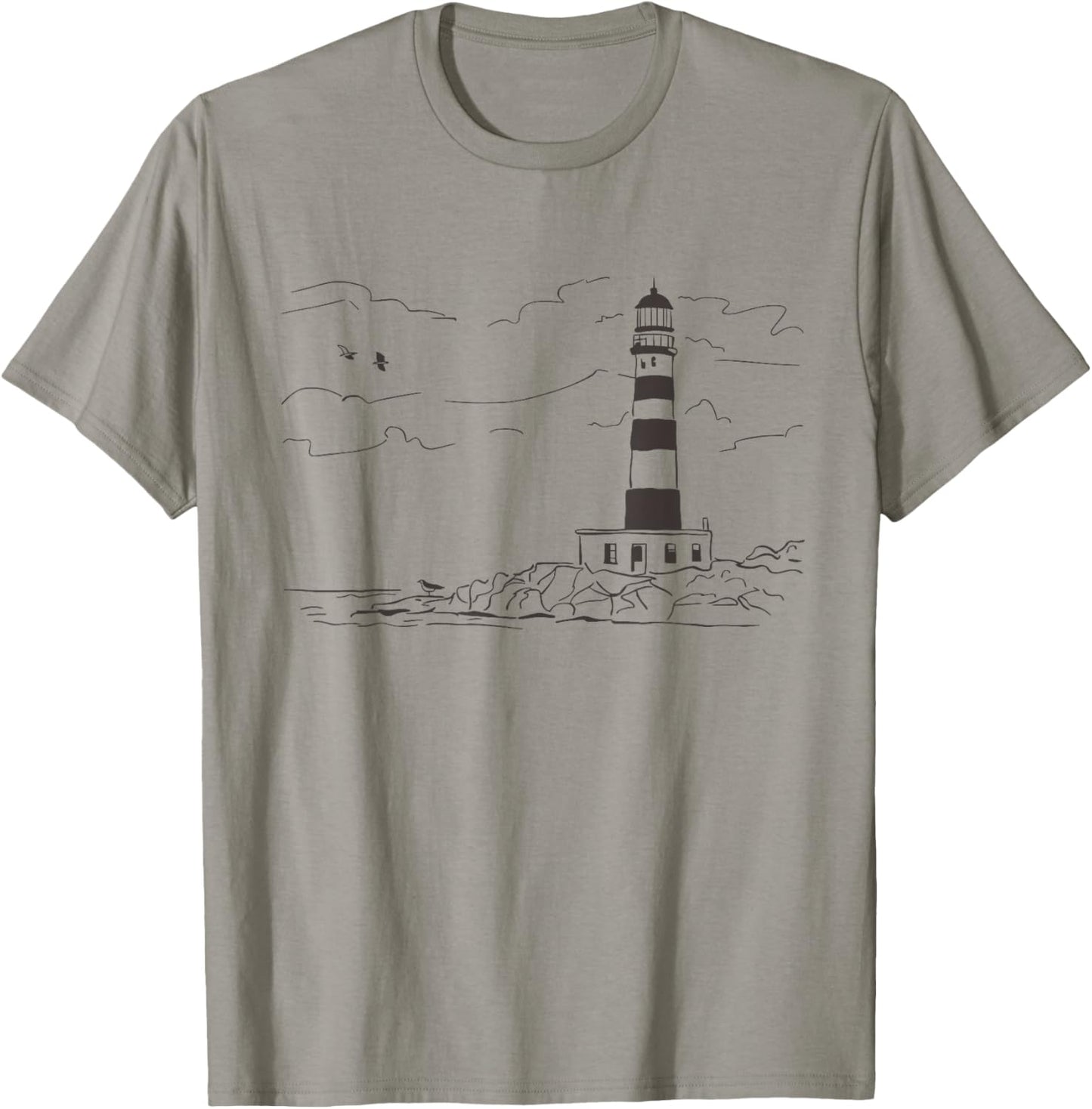 Lighthouse Seaside Nautical Sketch Art T-Shirt - T-Shirt | Sand