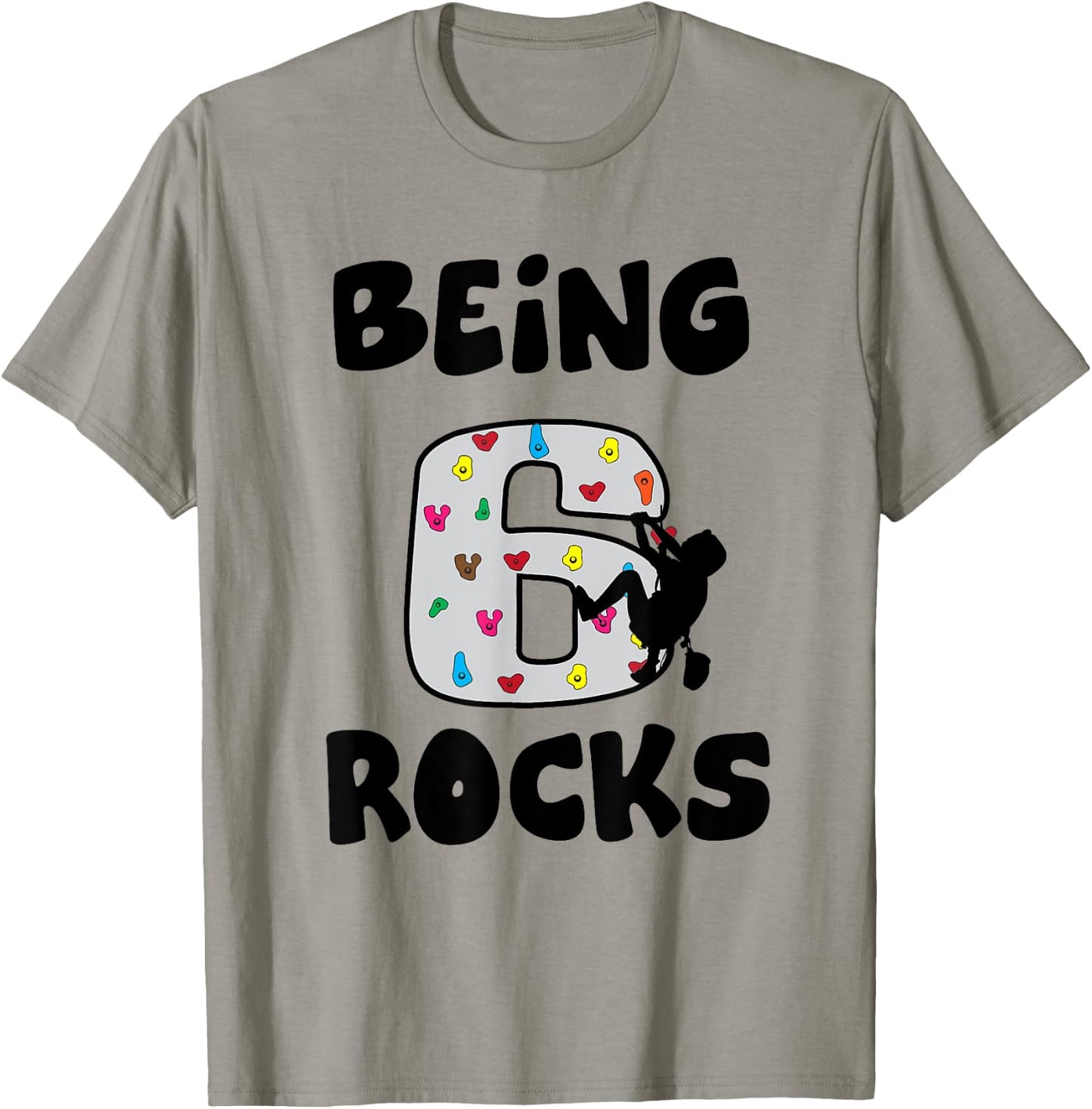 Rock Climbing Funny 6 Years Old 6th Birthday Gift Kids T-Shirt - T-Shirt | Sand