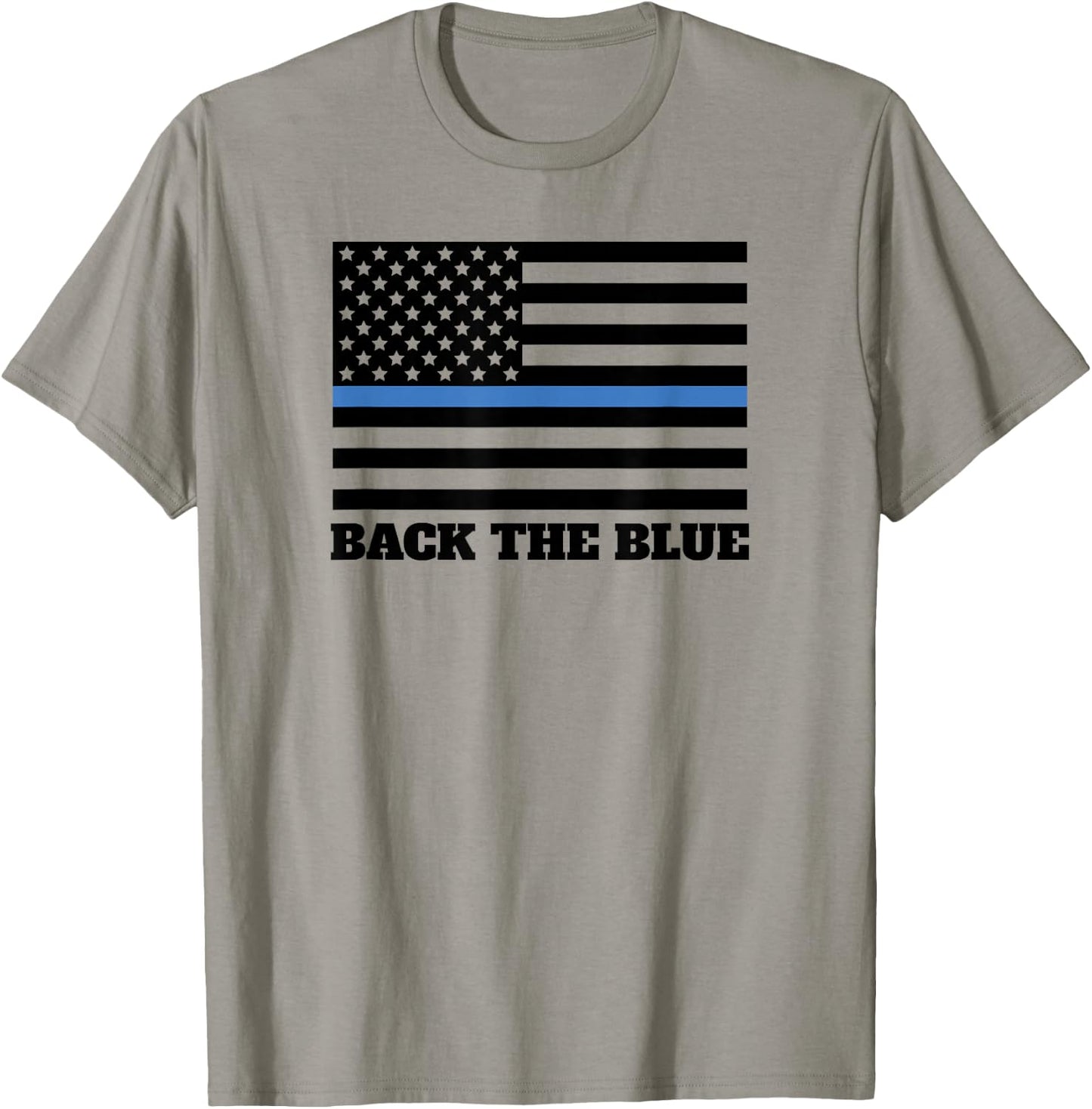 Back The Blue Police Support Thin Blue Line American Flag T-Shirt - T-Shirt | Sand