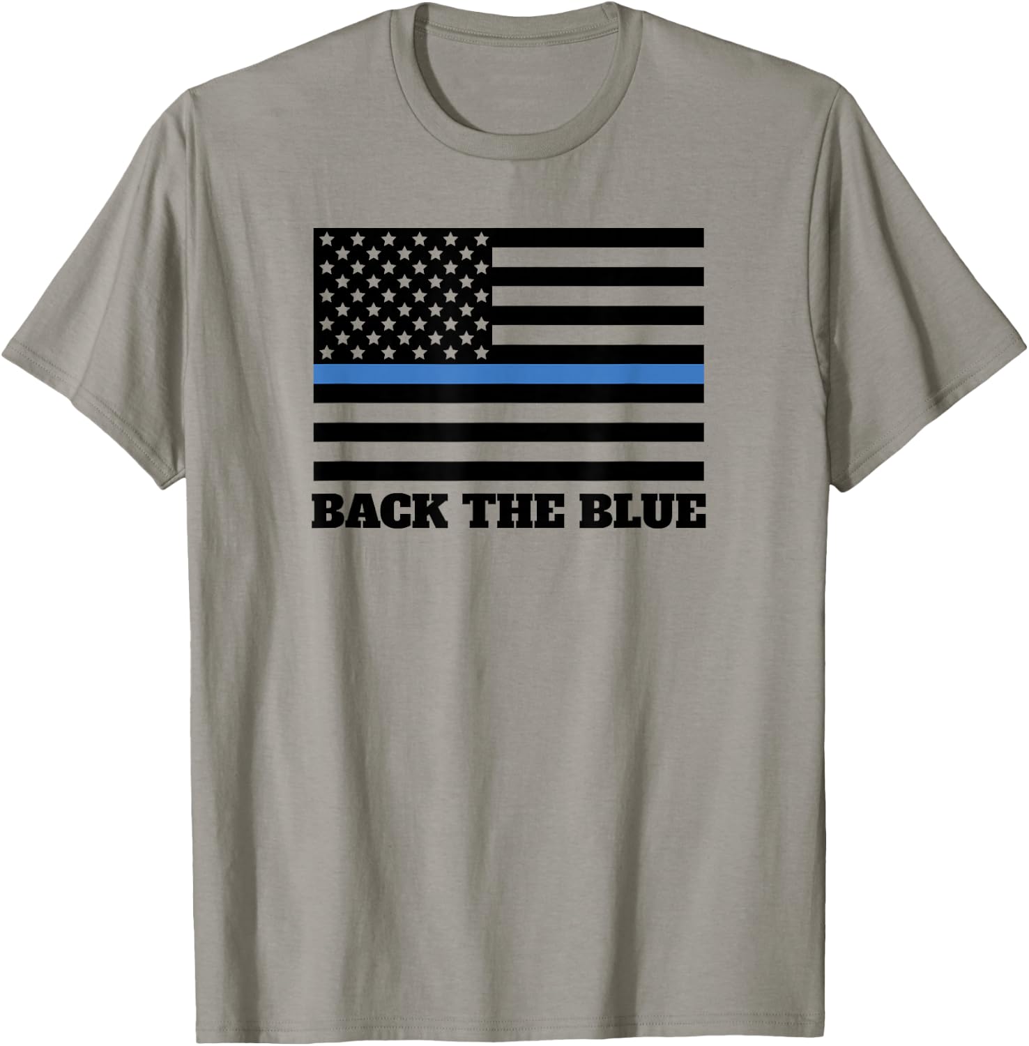 Back The Blue Police Support Thin Blue Line American Flag T-Shirt - T-Shirt | Sand