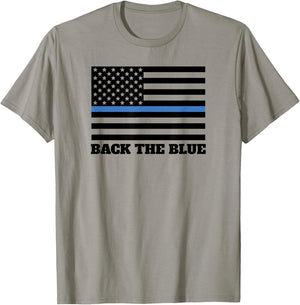 Back The Blue Police Support Thin Blue Line American Flag T-Shirt - T-Shirt | Sand