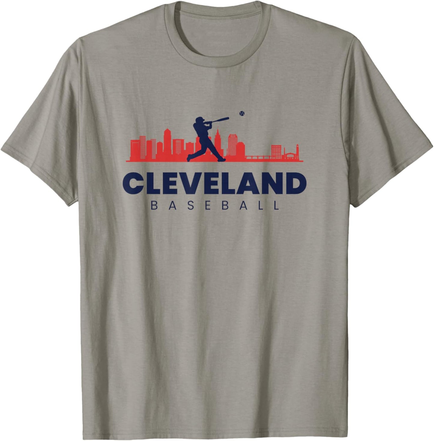 Cleveland Baseball Minimalist City Skyline Baseball Lover T-Shirt - T-Shirt | Sand