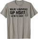 What Happens Up Nort Stays Der Shirt Upper Peninsula Gifts T-Shirt - T-Shirt | Sand