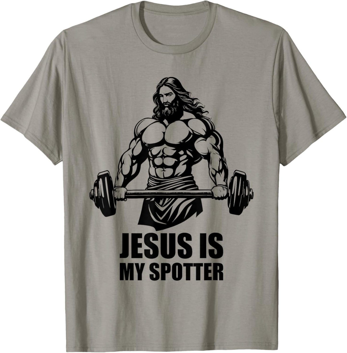Jesus Is My Spotter in Gym Jesus Christ Christians American T-Shirt - T-Shirt | Sand