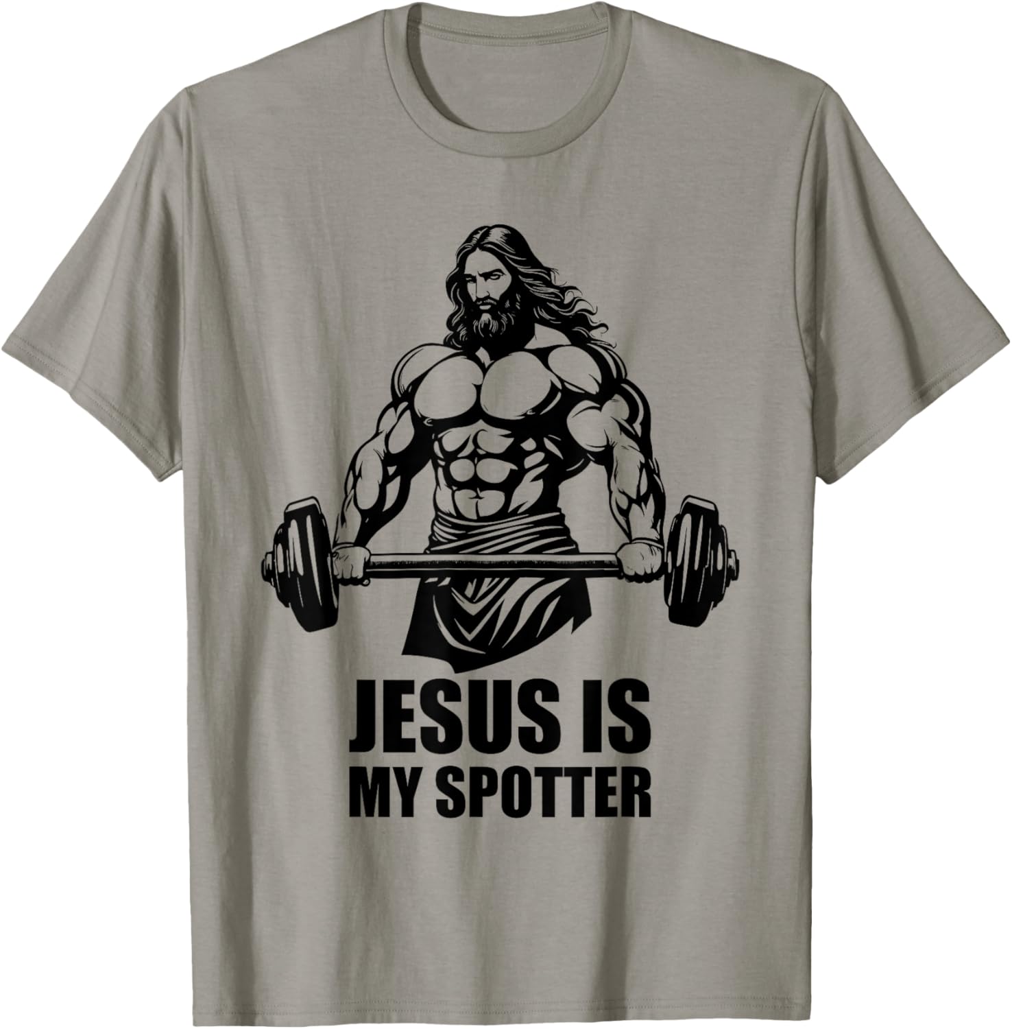 Jesus Is My Spotter in Gym Jesus Christ Christians American T-Shirt - T-Shirt | Sand