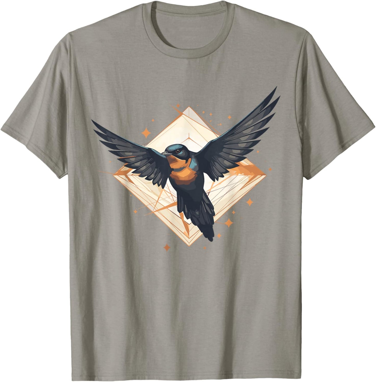 Barn Swallow Geometric Patten Art,Cute Barn Swallow Lover T-Shirt - T-Shirt | Sand