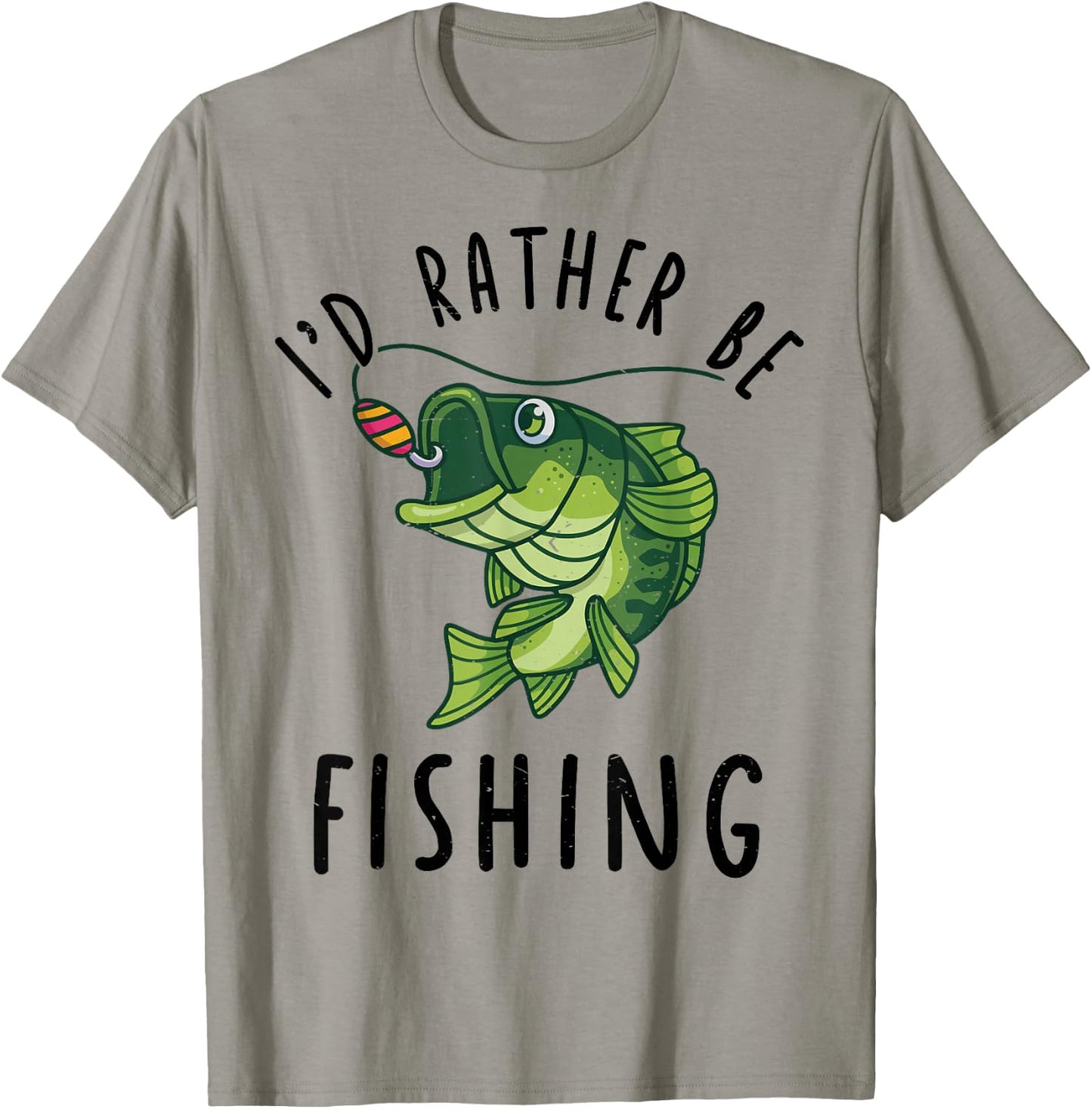 Kid Id Rather Be Fishing Youth Boy Bass Fish Funny Fisherman T-Shirt - T-Shirt | Sand
