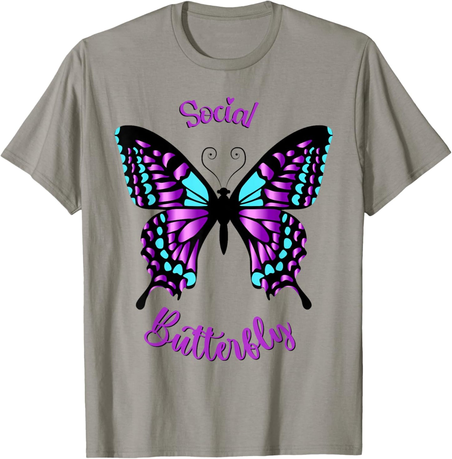 Purple and Blue Social Butterfly T-Shirt - T-Shirt | Sand