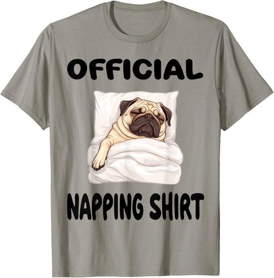 Pug Puggy Dog Pajamas Nightgown Official Napping Women Kids T-Shirt - T-Shirt | Sand