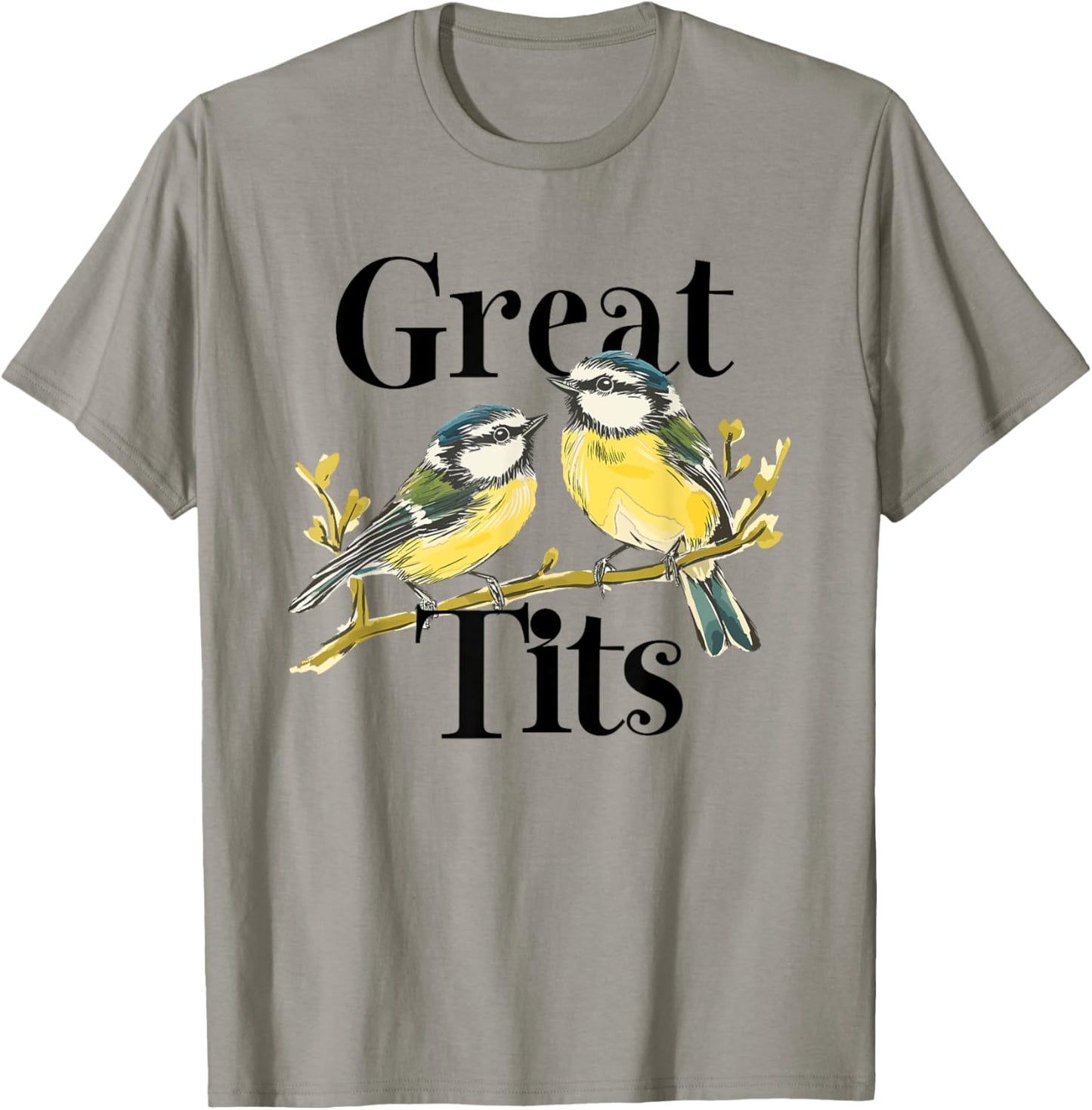 Great Tits Funny Ornithology Bird Great Tit English T-Shirt - T-Shirt | Sand