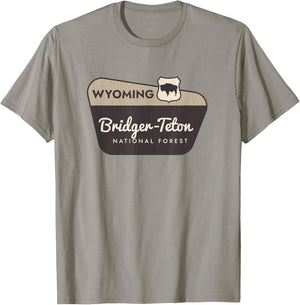 Bridger-Teton National Forest Wyoming Welcome Sign Vacation T-Shirt - T-Shirt | Sand