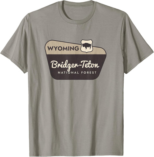 Bridger-Teton National Forest Wyoming Welcome Sign Vacation T-Shirt - T-Shirt | Sand