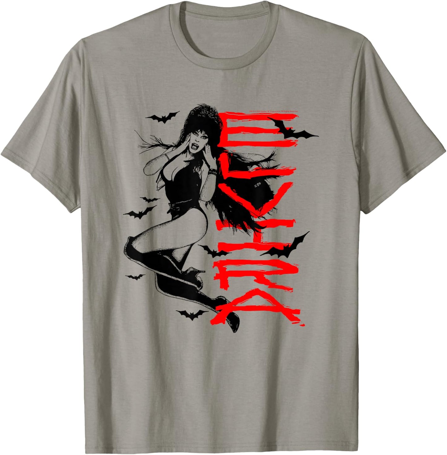 Elvira, Mistress of The Dark Stacked Name with Bats T-Shirt - T-Shirt | Sand
