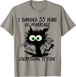 Emerald Wedding I Survived 55 Years Of Marriage T-Shirt - T-Shirt | Sand