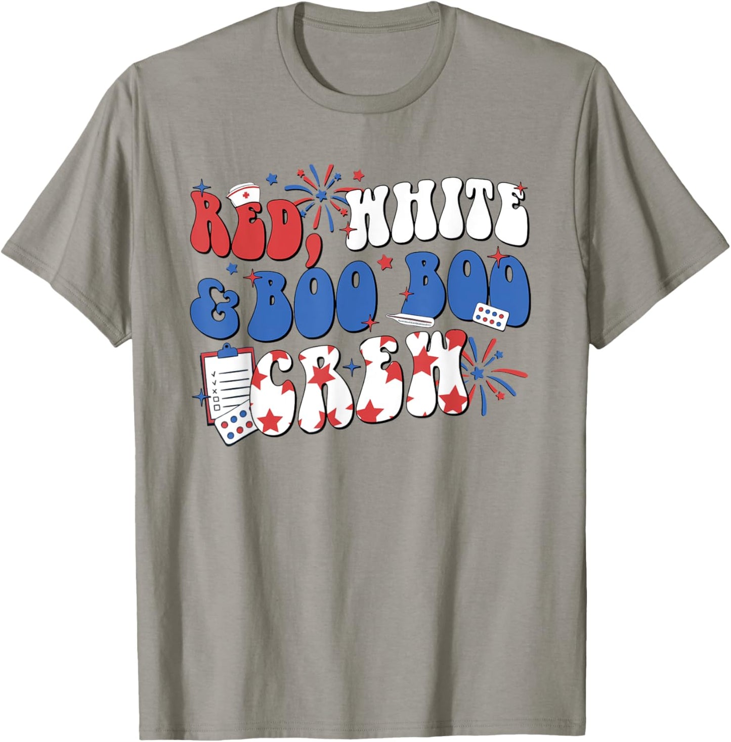 Retro Red White Boo Boo Crew 4th Of July Nurse Otho Tech Men T-Shirt - T-Shirt | Sand