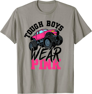 Tough Boys Wear Pink Monster Truck for Car Guy T-Shirt - T-Shirt | Sand