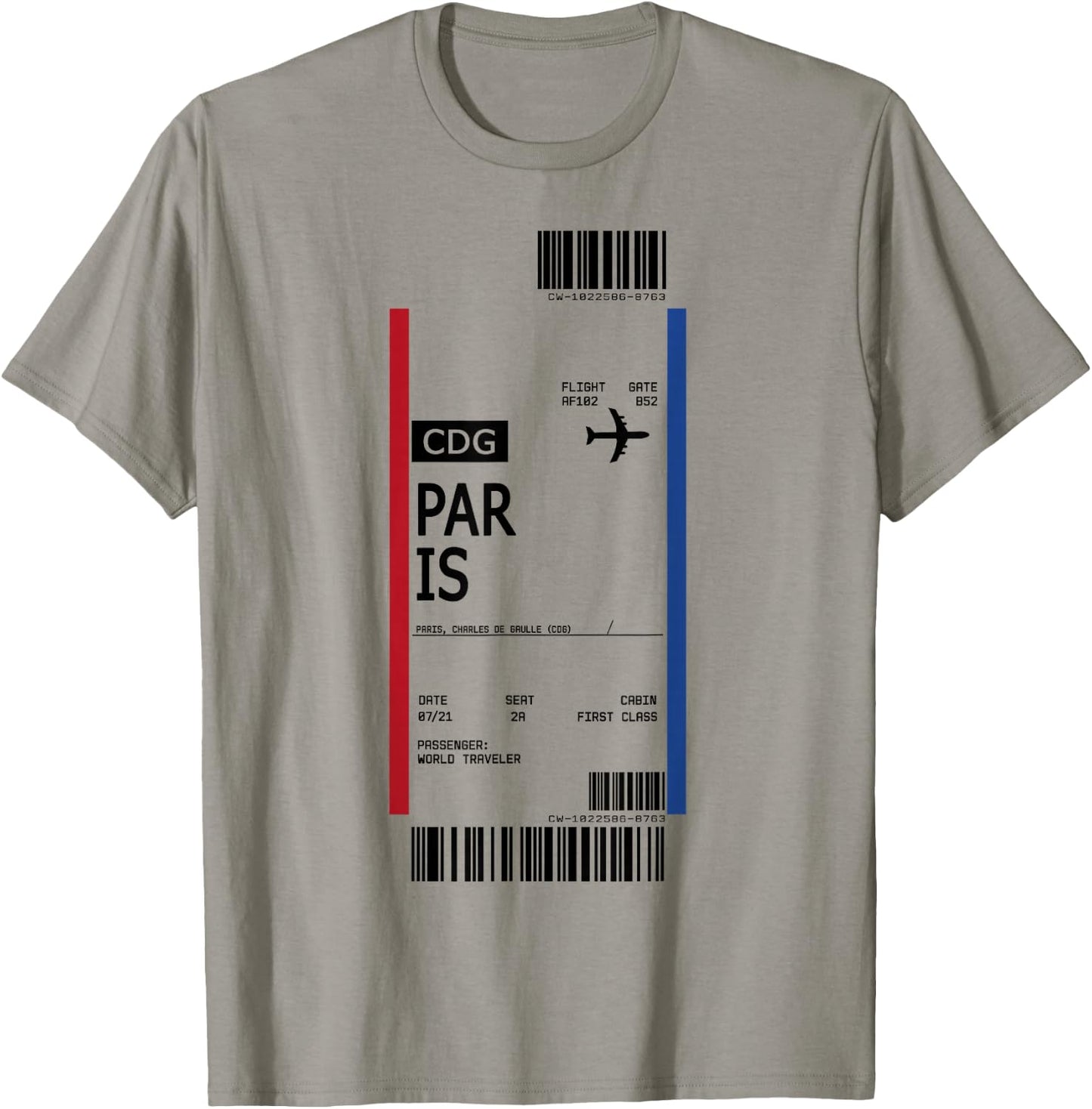 Boarding Pass First Class Air Plane Ticket Paris France T-Shirt - T-Shirt | Sand