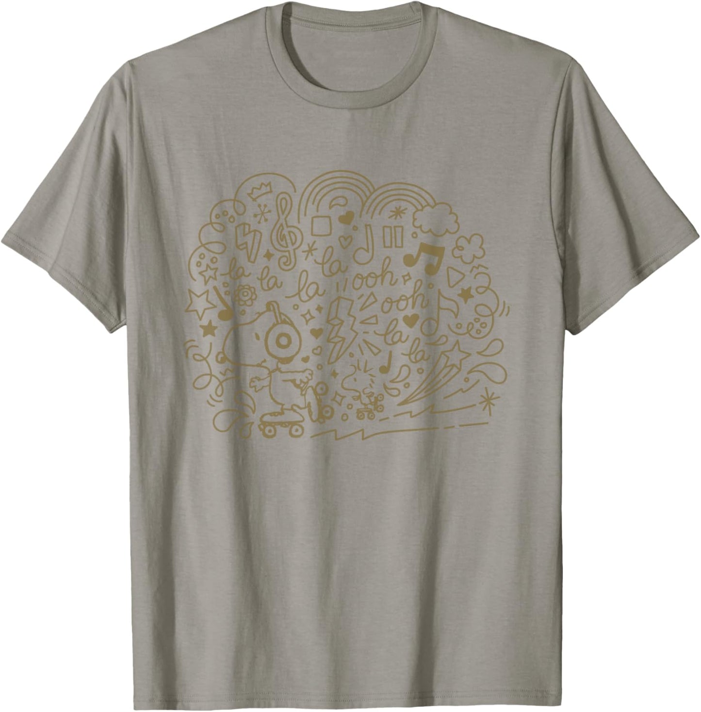 Peanuts Snoopy Skating And Listening To Music T-Shirt - T-Shirt | Sand