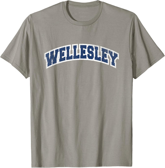 Wellesley Massachusetts Varsity Style Vintage T-Shirt - T-Shirt | Sand