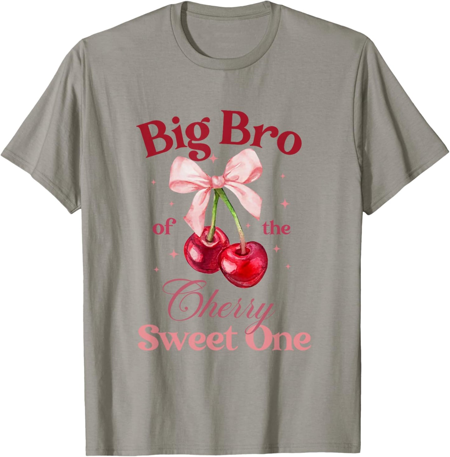Brother of The Cherry Sweet One Preppy Bow First Birthday T-Shirt - T-Shirt | Sand
