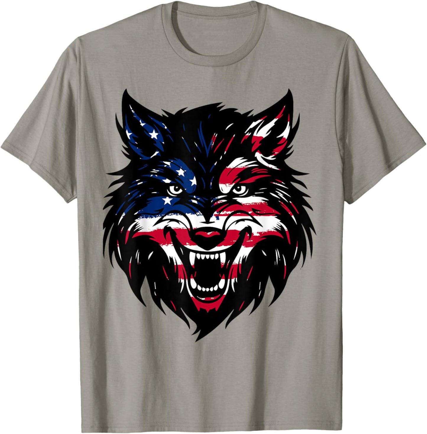 Patriotic 4th Of July Wolf American US Flag Wolf Lovers T-Shirt - T-Shirt | Sand
