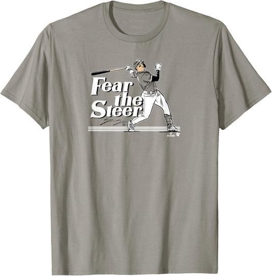 Spencer Steer - Fear the Steer - Cincinnati Baseball T-Shirt - T-Shirt | Sand
